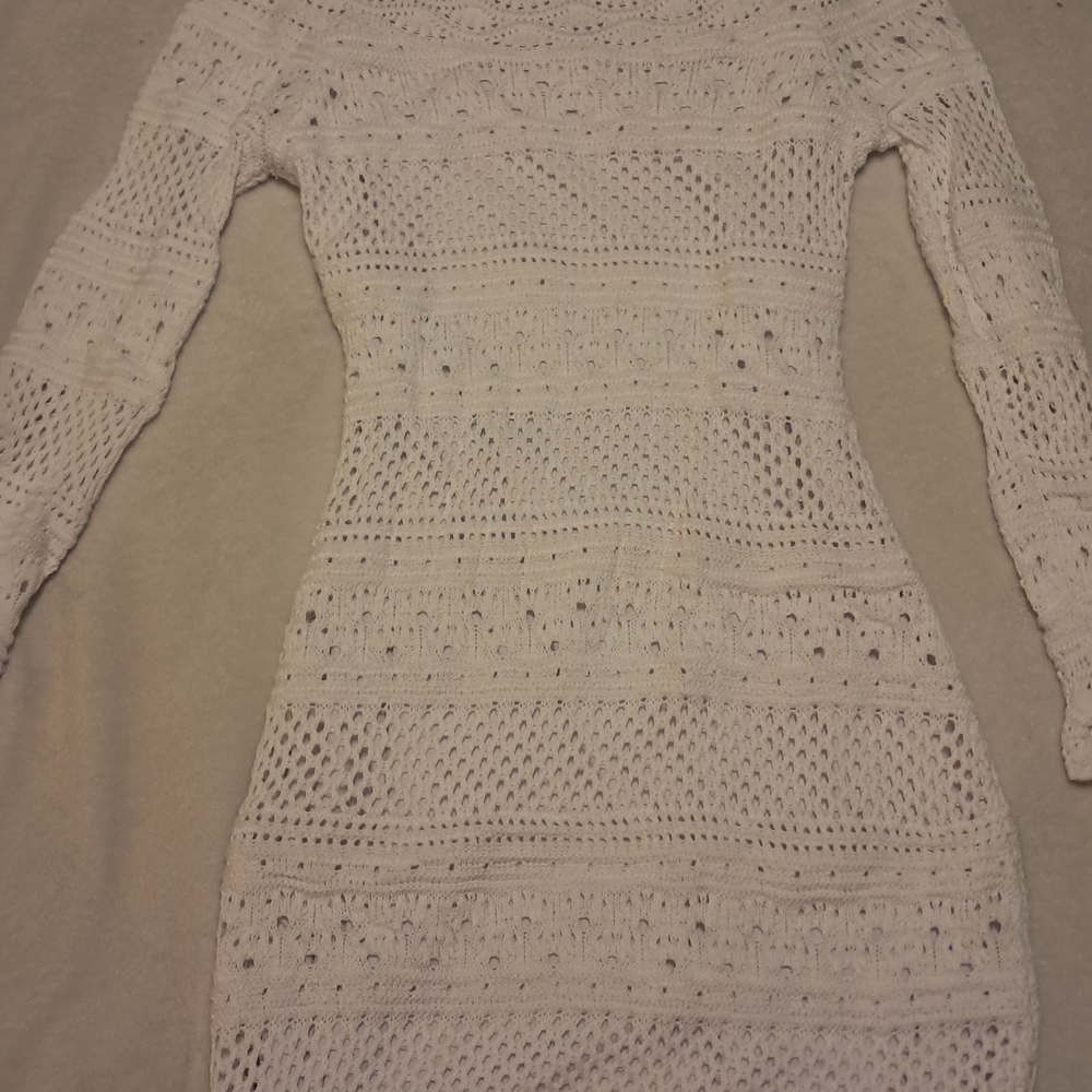 Guess Ivory Crochet Knit Dress